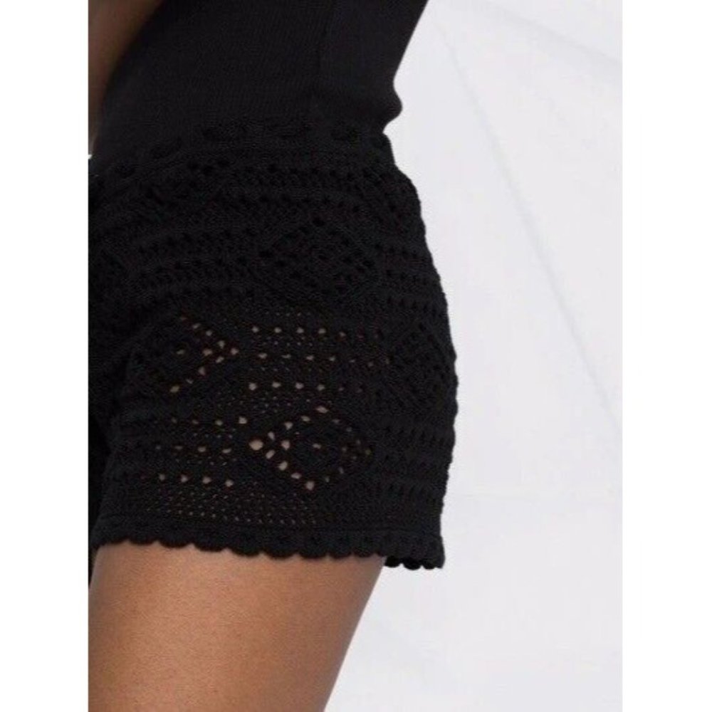 Saint Laurent Crochet Shorts Noir Black Wool Knit Italy - Picture 5 of 8